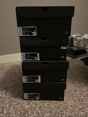 Empty Jordan Black Stackable Shoe Boxes (Set of 4)